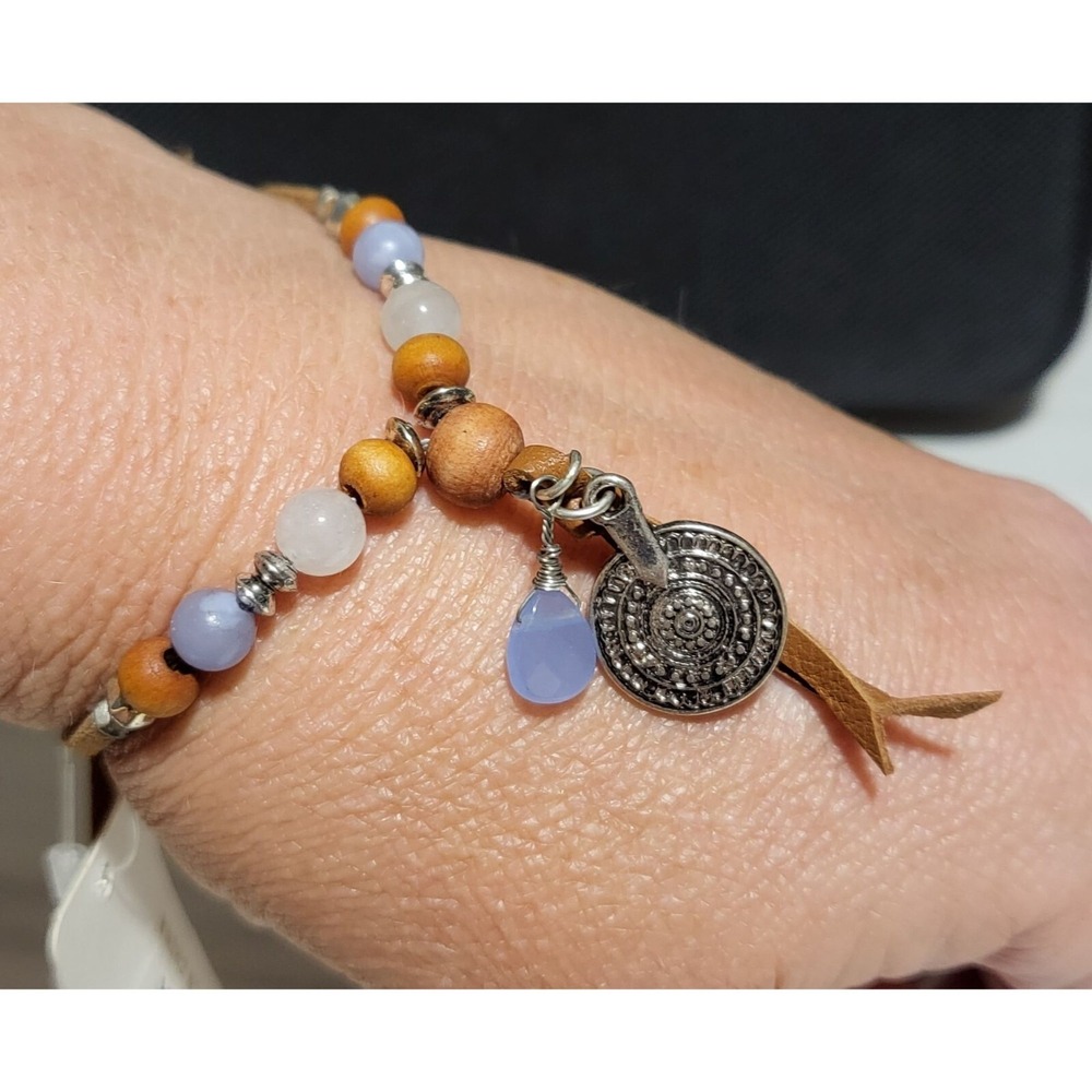 Aztec Charm and Gem Adjustable Faux Leather Bracelet